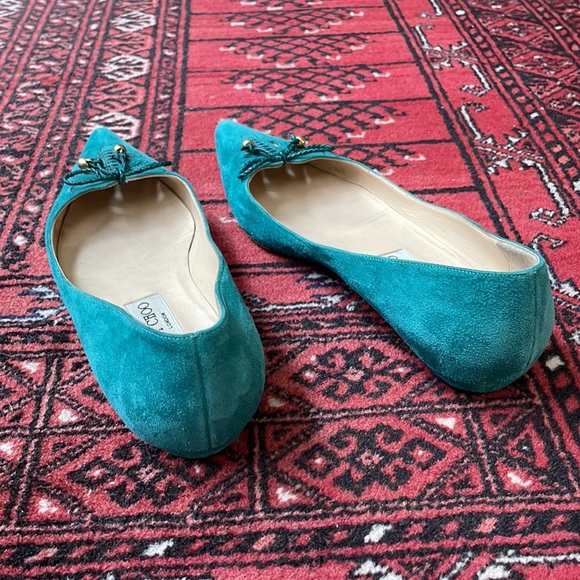 Jimmy Choo teal pointy toe flats, sz 39 - Picture 3 of 7